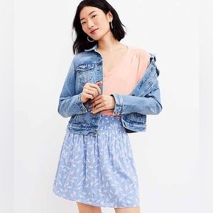 Loft Butterfly Smocked Skirt Size L